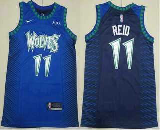 Men%27s Minnesota Timberwolves #11 Naz Reid Blue Black City Edition Swingman Stitched Jersey